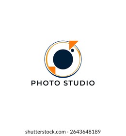 ILLUSTRATION PHOTOGRAPHY ABSTRACT CAMERA LENS SIMPLE LOGO ICON BLUE ORANGE COLOR TEMPLATE DESIGN ELEMENT VECTOR. GOOD FOR PHOTO STUDIO, APPS