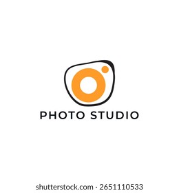 ILLUSTRATION PHOTOGRAPHY ABSTRACT CAMERA LENS SIMPLE LOGO ICON BLACK ORANGE COLOR TEMPLATE DESIGN ELEMENT VECTOR. GOOD FOR PHOTO STUDIO, APPS