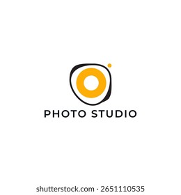 ILLUSTRATION PHOTOGRAPHY ABSTRACT CAMERA LENS SIMPLE LOGO ICON BLACK ORANGE COLOR TEMPLATE DESIGN ELEMENT VECTOR. GOOD FOR PHOTO STUDIO, APPS