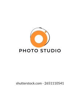 ILLUSTRATION PHOTOGRAPHY ABSTRACT CAMERA LENS SIMPLE LOGO ICON BLACK ORANGE COLOR TEMPLATE DESIGN ELEMENT VECTOR. GOOD FOR PHOTO STUDIO, APPS