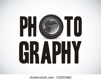 Illustration of photography with camera lens isolated on white background, vector illustration