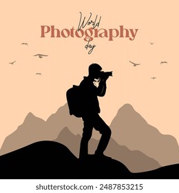 Illustration of Photography Day silhouette.