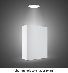 Illustration of Photorealistic 3D Vector White Carton Box on a Dark Coming Soon Style Background