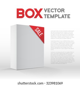 Illustration of Photorealistic 3D Vector White Carton Box Sale Template Isolated on a White Background