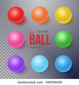 Illustration of Photorealistic Vector Ball Set Template Isolated on Transparent Background. Bright Colors Vector Sphere