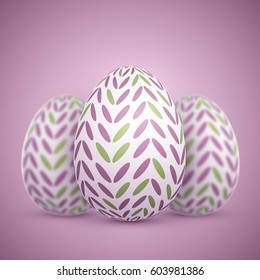 Illustration of Photorealistic Vector Easter Egg Set. Happy Easter Painted Vector Egg