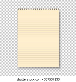 Ilustração do bloco de notas amarelo vetorial fotorrealista isolado em fundo transparente. Bloco de notas Vector Amarelo na Primavera Espiral