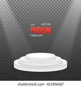 Illustration of Illustration of Photorealistic Winner Podium Stage with Stage Lights Isolated on Transparent Overlay Background. Used for Product Placement, Presentations, Contests