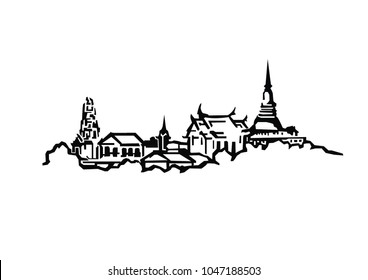 Illustration of Phra Nakhon Khiri ( Khao Wang ), the hilltop summer palace of Thai King Rama IV,Phetchaburi,Thailand.