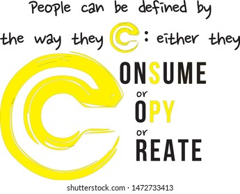Illustration with the phrase about creativity