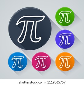 Illustration of pi circle icons with shadow
