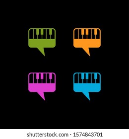 illustration of a piano and bubble talk icon