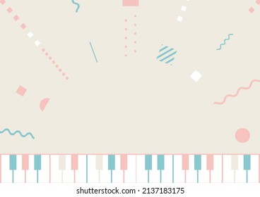 illustration of piano keyboard and geometric pattern backdrop