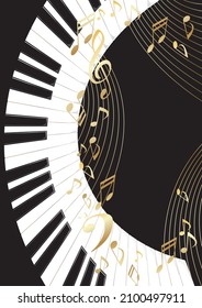 Illustration of piano keyboard and musical notes