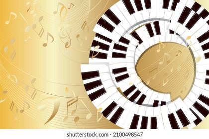 Illustration of piano keyboard and musical notes