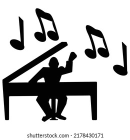 illustration of a piano player with musical notes