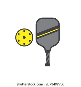 illustration of pickleball. Initially, this sport was developed in the United States as a children's game in the backyard.