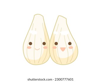 It is an illustration of pickled shallots and pickled shallots as characters.