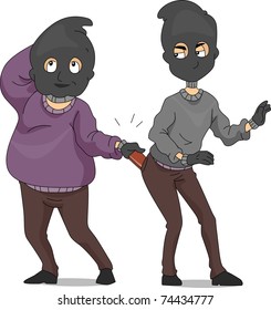 Illustration of a Pickpocket Taking Another Pickpocket's Wallet