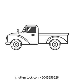 illustration of pickup truck, vector art.