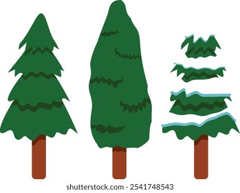 Illustration of a picture of a cypress tree with snow on it