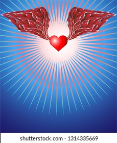illustration with a picture of a flying heart, can be used as a template for your own design