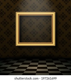 Illustration picture frame in baroque interior style - vector