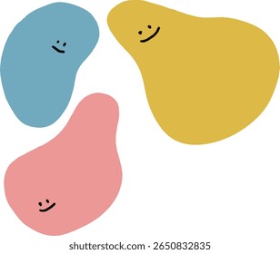 Illustration: It's a picture of three shapes matching expressions and harmonizing them with interesting icons.