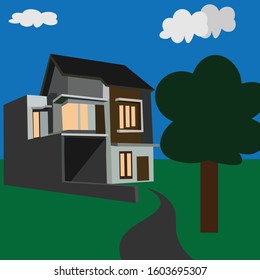 Illustration of pictures of houses and natural landscapes