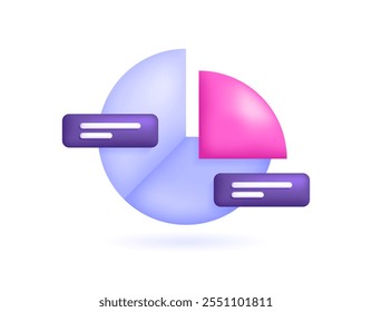 illustration of a pie chart. concept of information data graph. presentation of information or diagram. symbol or icon. minimalist 3d style design. element