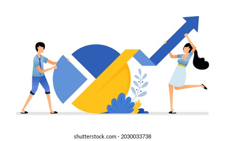 Illustration of pie chart on differentiation infographic company sales report to increases profit and share. Vector design can be use for website, web, poster, banner, flyer, mobile apps, social media