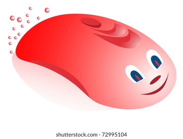 Illustration of a piece of children's soap with eyes and a mouth