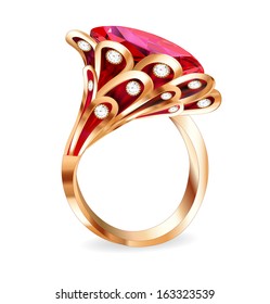 illustration of a piece of jewelry with a red ruby ring