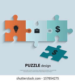 Illustration of piece of jigsaw puzzle showing business equation