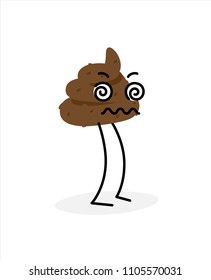 Illustration of a piece of turd. Vector illustration. Image is isolated on white background. Emotion shit. Brand for the company. Symbol, emblem. Mascot.