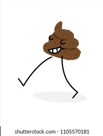 Illustration of a piece of turd. Vector illustration. Image is isolated on white background. Emotion shit. Brand for the company. Symbol, emblem. Mascot.