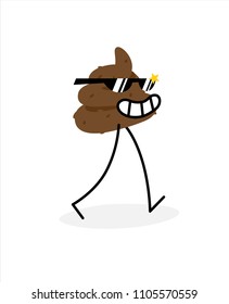 Illustration of a piece of turd. Vector illustration. Image is isolated on white background. Emotion shit. Brand for the company. Symbol, emblem. Mascot.