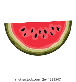 Illustration Piece of watermelon. Isolated on transparent background. Watermelon slice with seeds .