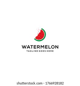 Illustration of a piece of watermelon with many bite marks there.