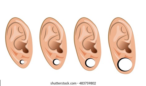 ilustración de la perforación, extensión del túnel en los oídos