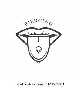 illustration of piercing shop, vector art.