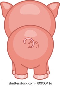 Illustration of a Pig with its Back Turned