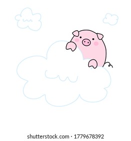 Illustration of pig with cloud
