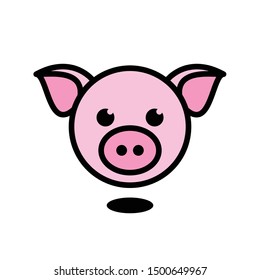 illustration of pig head - cartoon animal - pig vector - Vector 