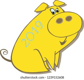 Illustration of a pig with an inscription  "2019"