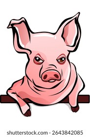 illustration of a pig leaning on a bar