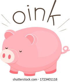 Illustration of a Pig Making an Oink Sound