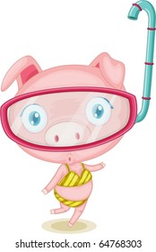 illustration of a pig on a white background