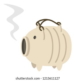 Illustration of pig pottery mosquito coil holder. svg