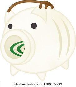 Illustration of pig pottery mosquito coil holder svg